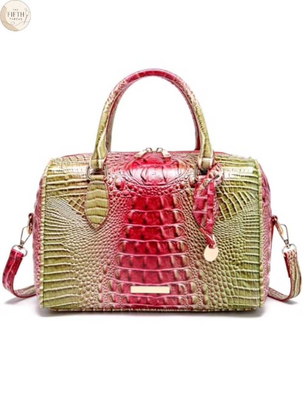 Crocodile Embossed Satchel Top Handle Vegan Leather Shoulder Bag
